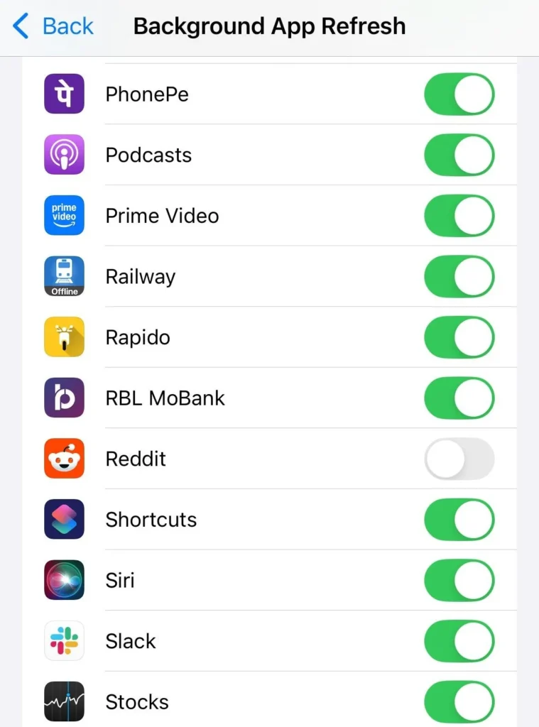 disabling background app refresh for reddit on iphone