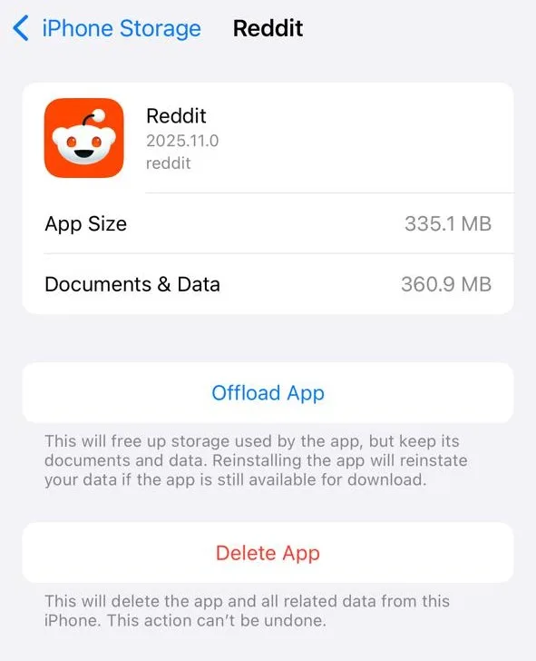 uninstalling Reddit on iPhone