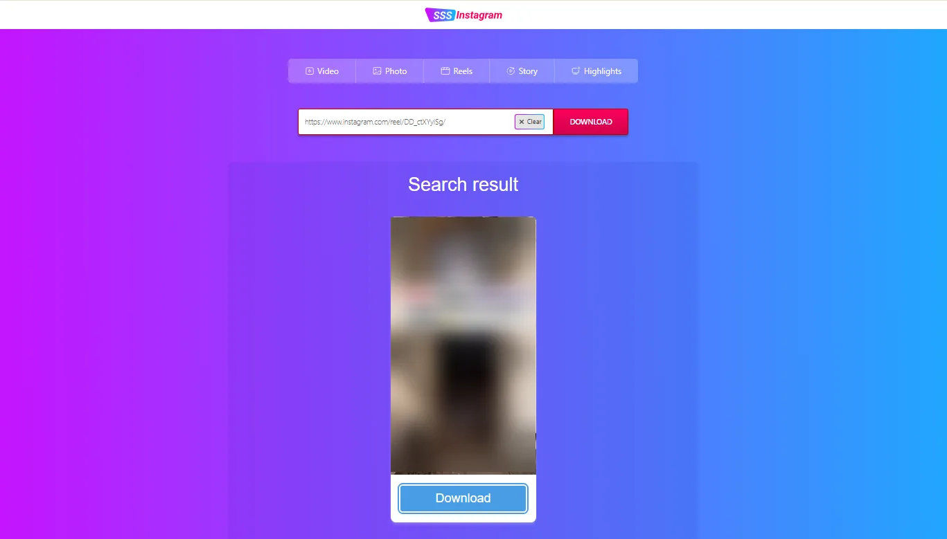 download Instagram reels using website