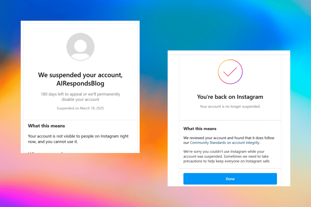 we suspended your account Instagram