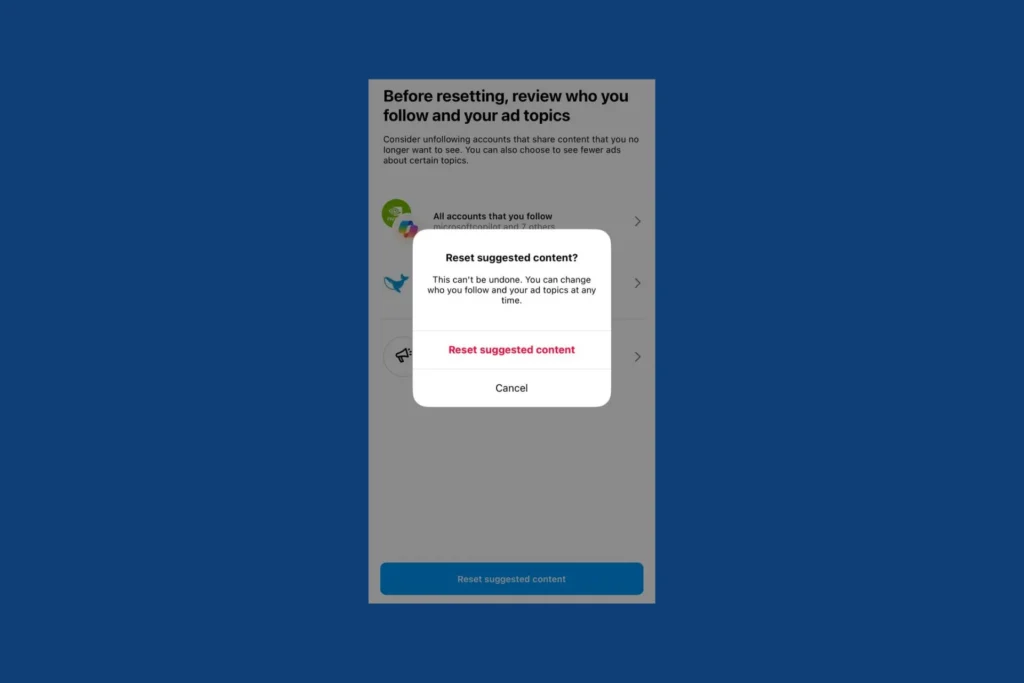 instagram reset suggested content