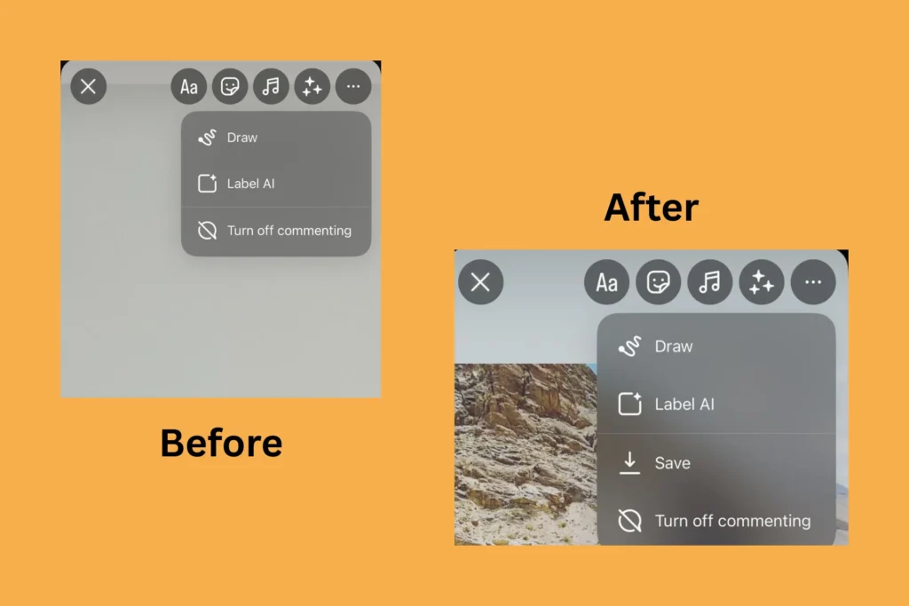 instagram story save option missing