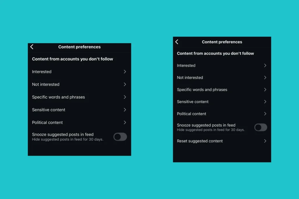reset suggested content on instagram not showing